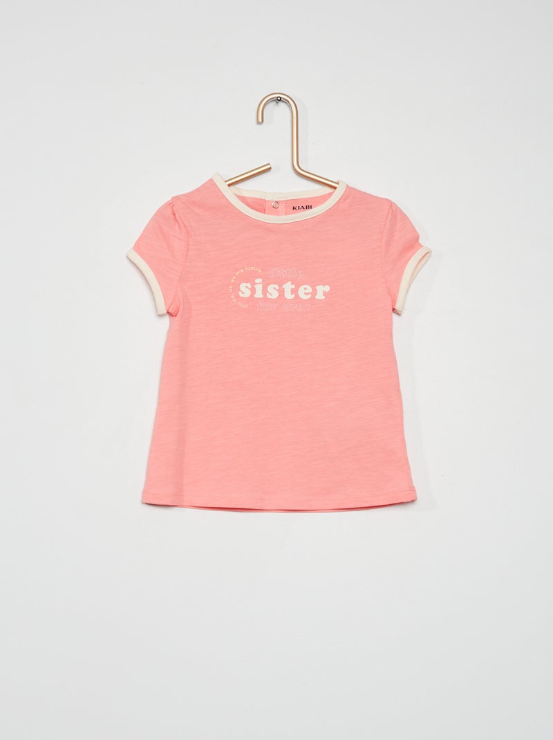 T-shirt com gola redonda em jersey ROSA - Kiabi