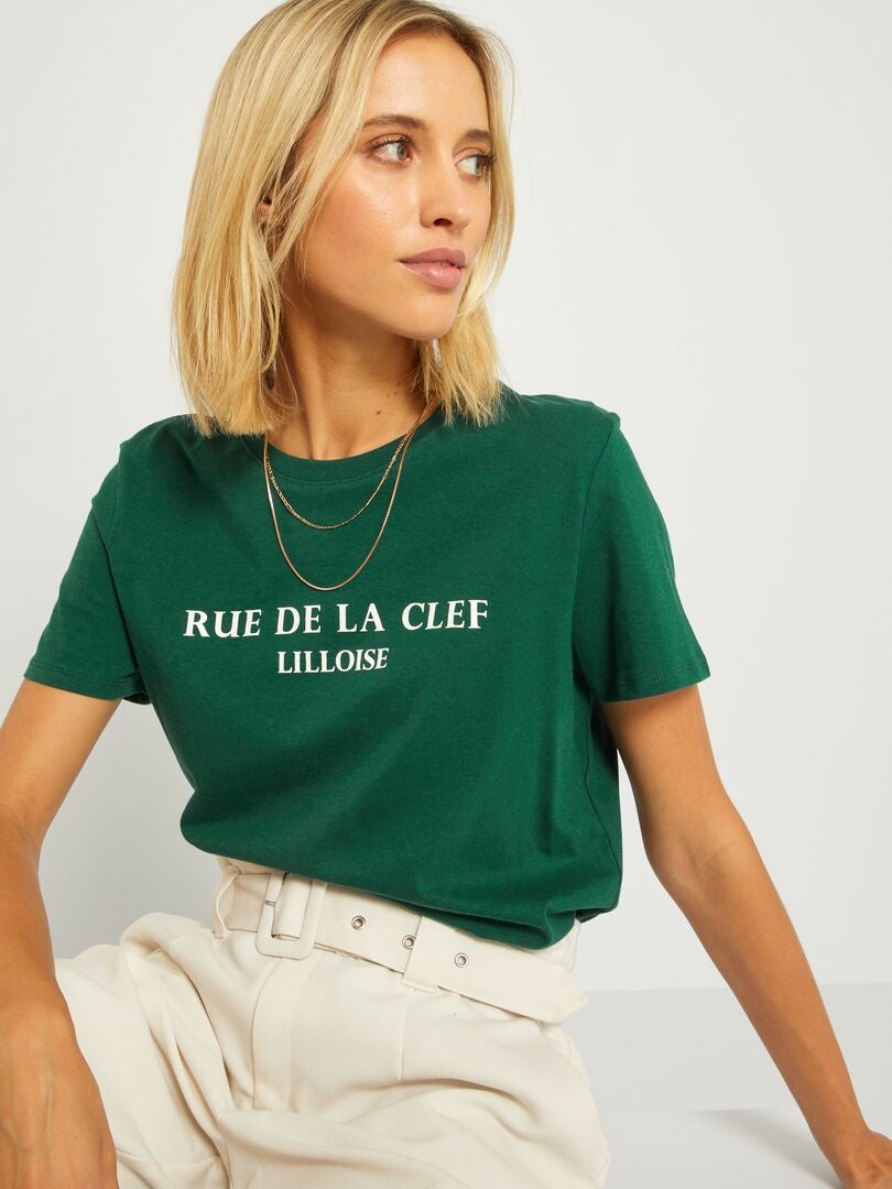 T-shirt com gola redonda 'Lille' VERDE - Kiabi