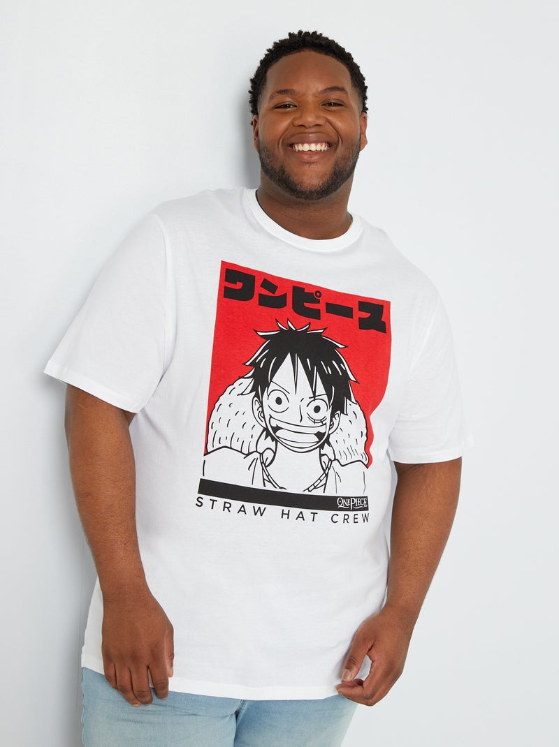 T-shirt com gola redonda 'One Piece' Branco - Kiabi