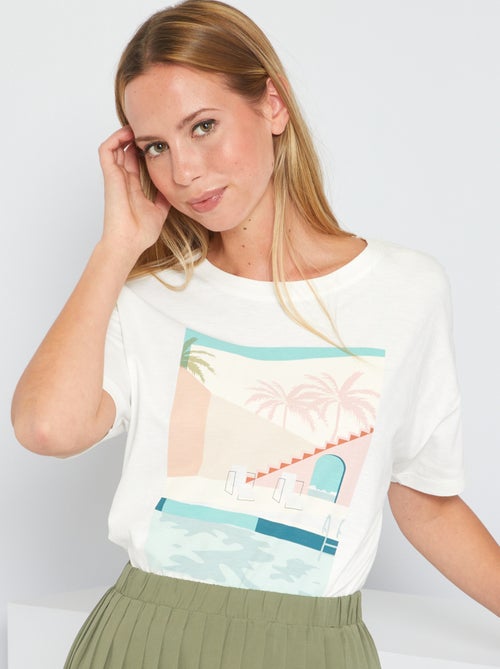 T-shirt com gola redonda 'Palmeira' - Kiabi