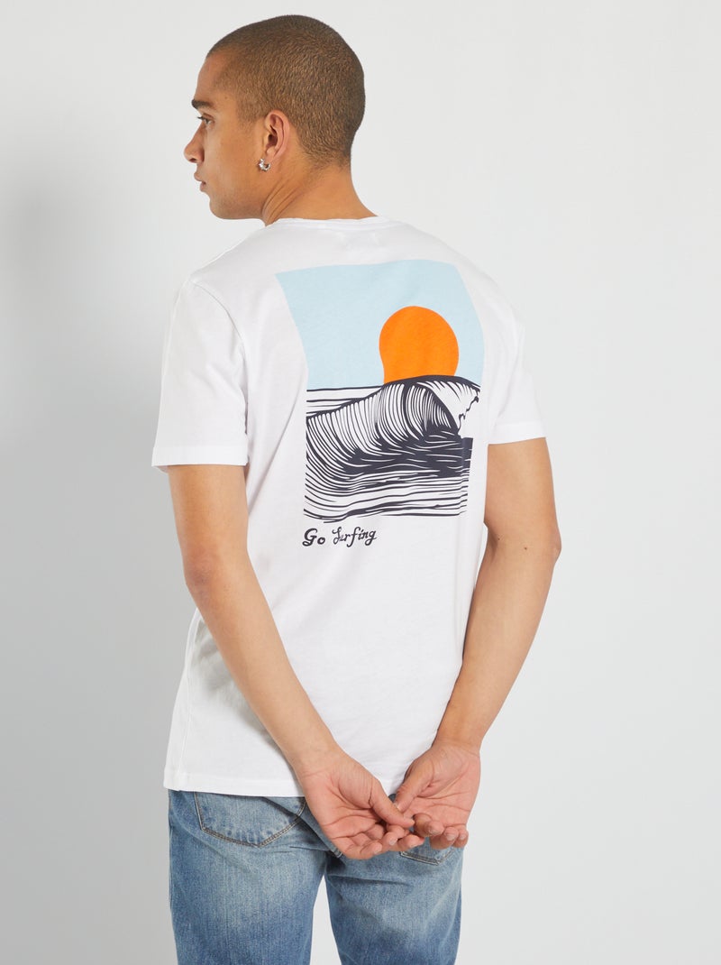 T-shirt com gola redonda 'Produkt' Branco - Kiabi