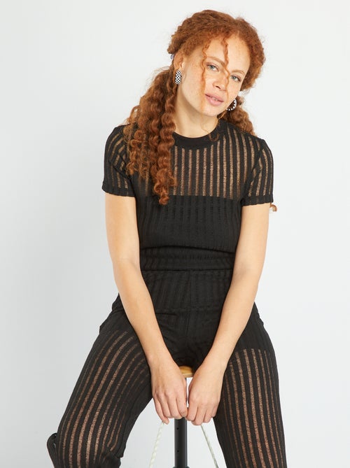 T-shirt com gola redonda transparente - Kiabi