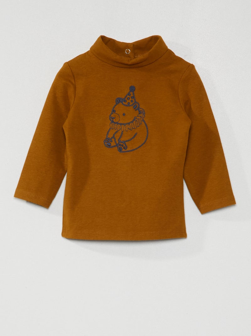 T-shirt com gola subida CAQUI - Kiabi