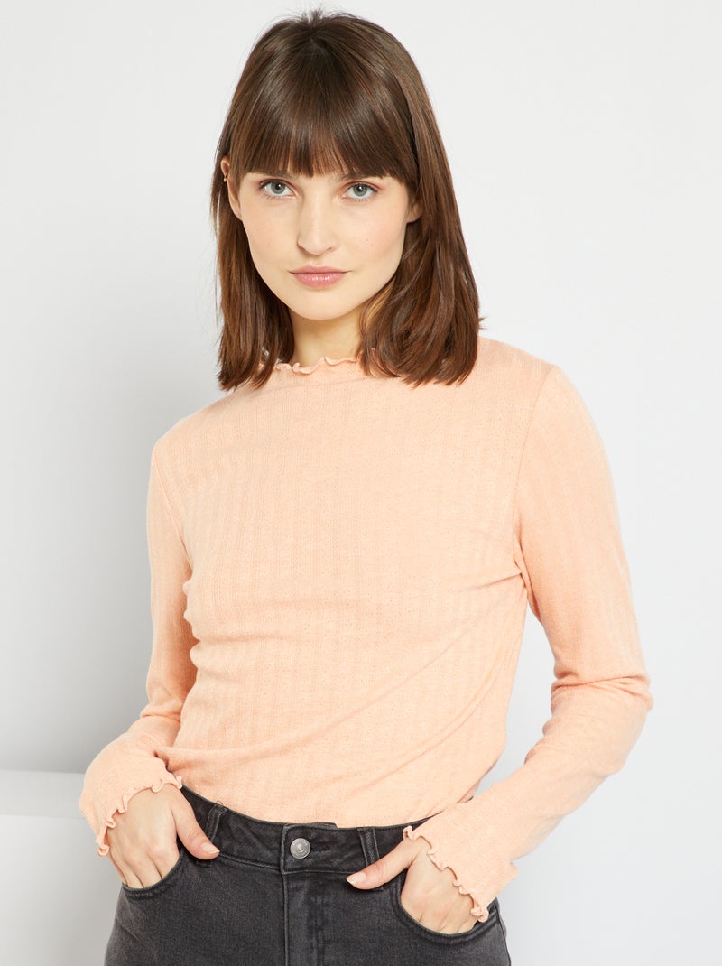 T-shirt com gola subida LARANJA - Kiabi
