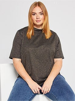 T-shirt com gola subida - Kiabi