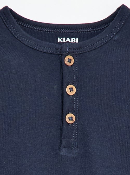 T-shirt com gola tunisiana abotoada - Kiabi