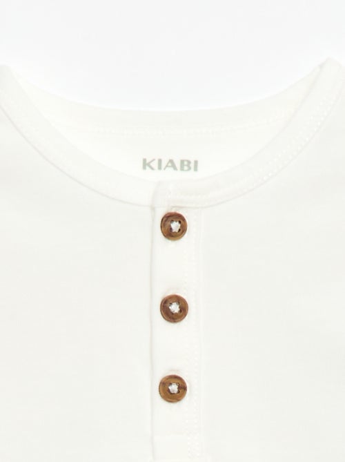 T-shirt com gola tunisiana abotoada - Kiabi