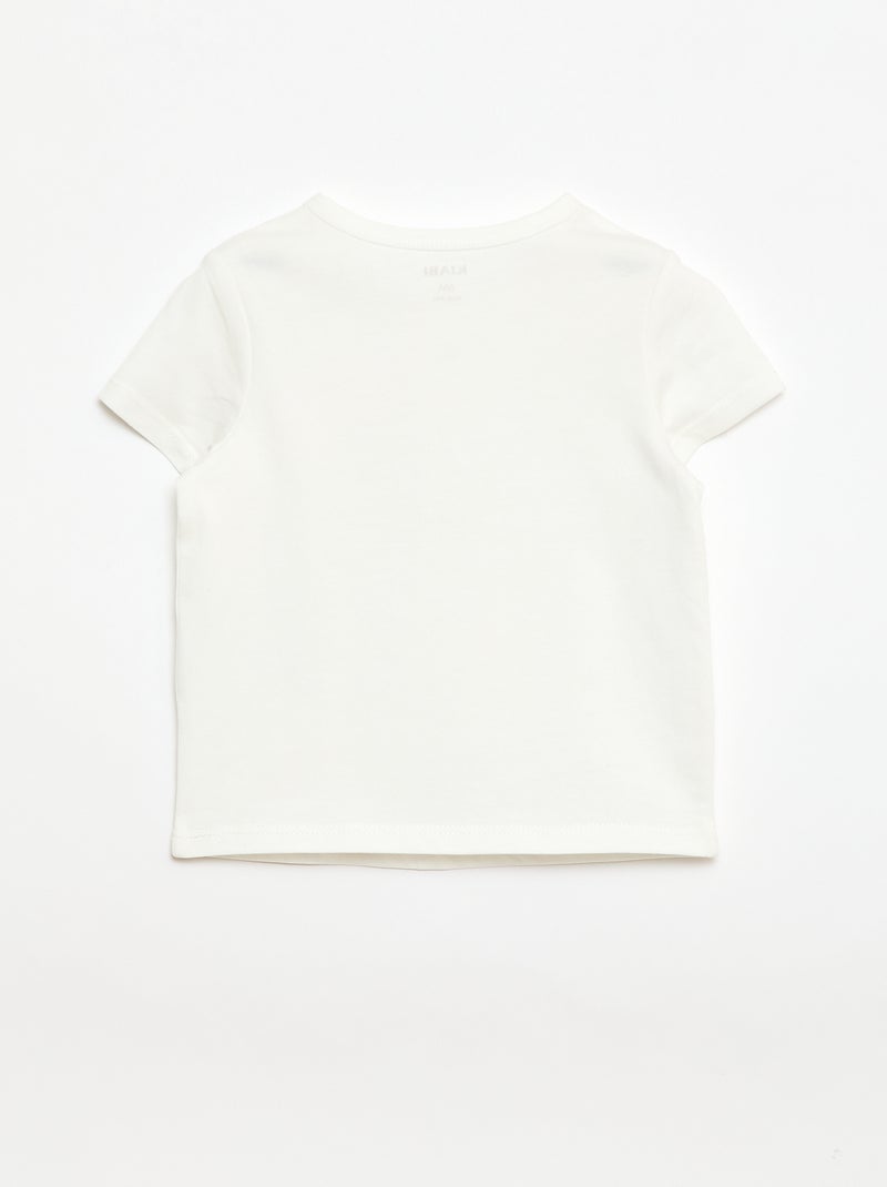 T-shirt com gola tunisiana abotoada Branco - Kiabi