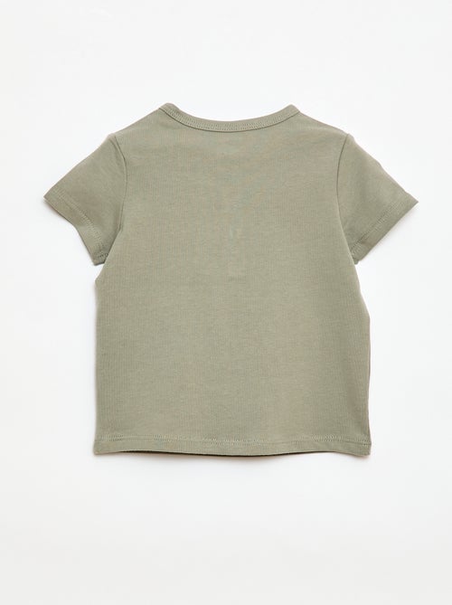 T-shirt com gola tunisiana abotoada - Kiabi
