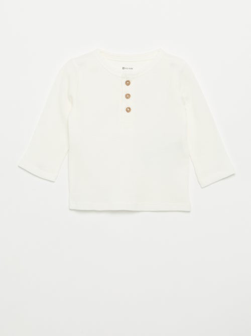 T-shirt com gola tunisiana - Kiabi