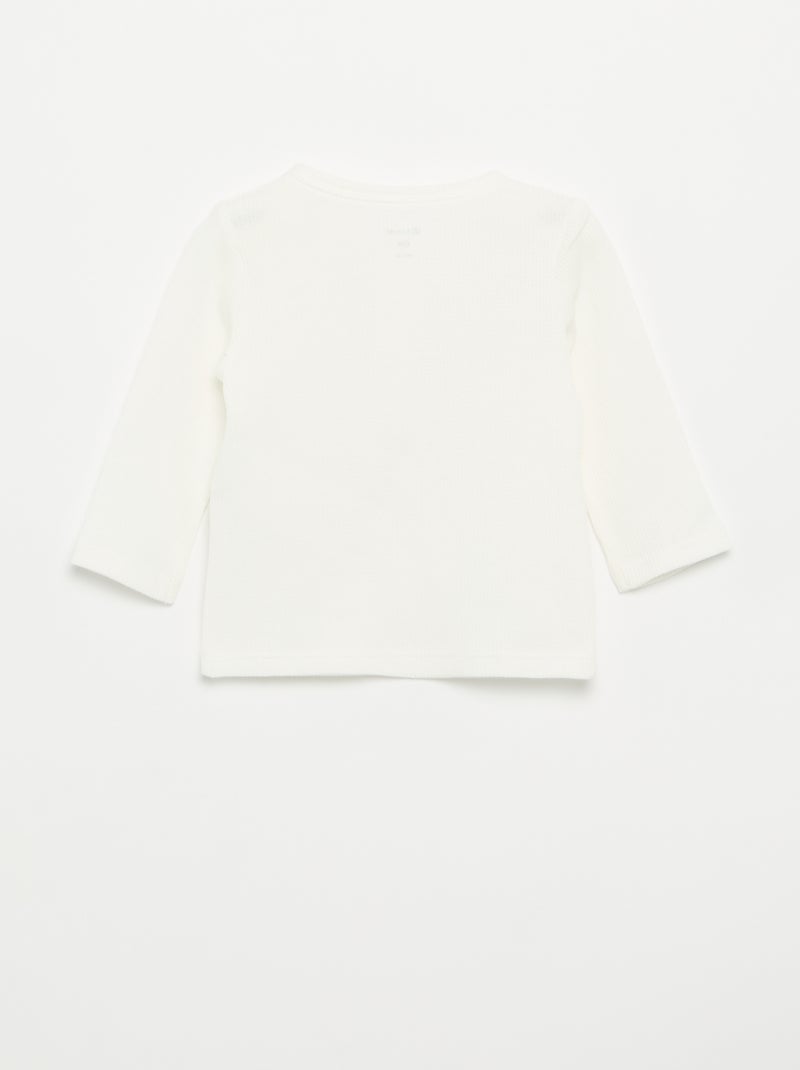 T-shirt com gola tunisiana Branco - Kiabi