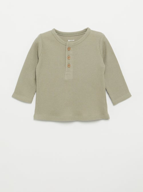 T-shirt com gola tunisiana - Kiabi
