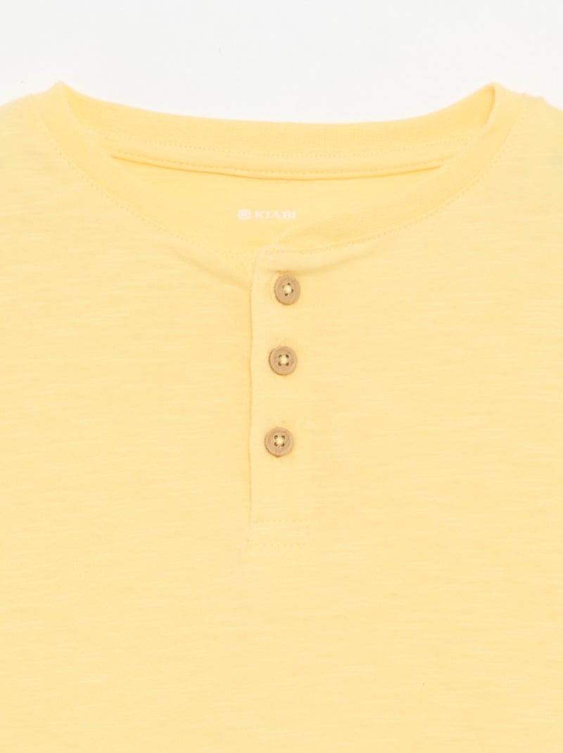 T-shirt com gola tunisina Amarelo - Kiabi