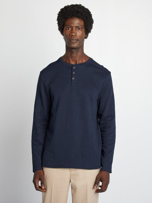 T-shirt com gola tunisina - Kiabi