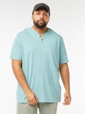 T-shirt com gola tunisina Azul - Kiabi