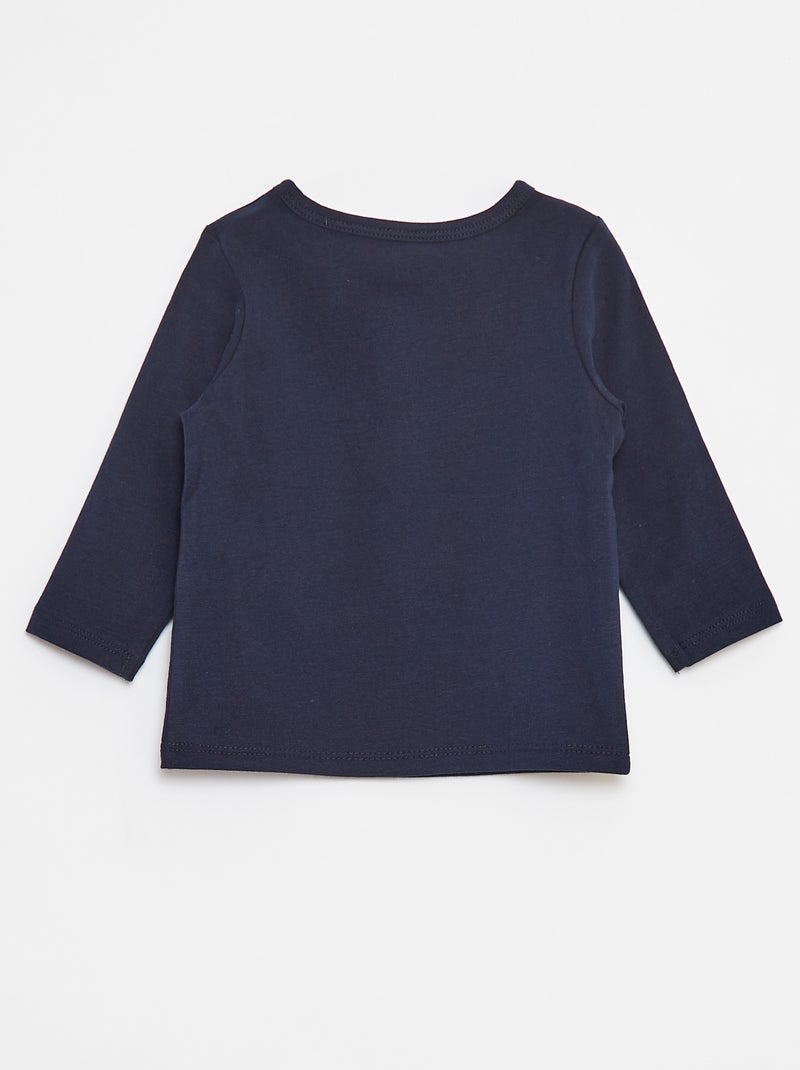 T-shirt com gola tunisina Azul - Kiabi
