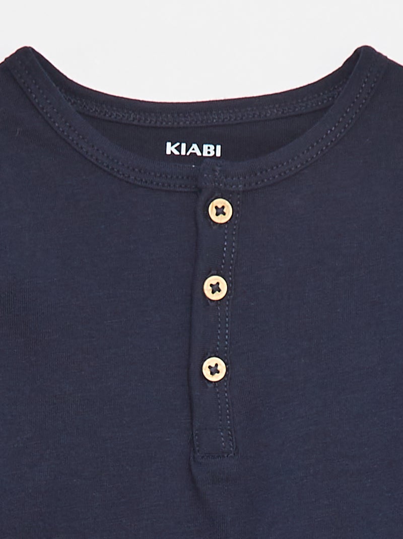 T-shirt com gola tunisina Azul - Kiabi