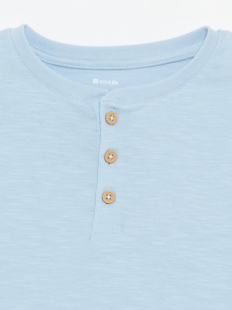 T-shirt com gola tunisina Azul - Kiabi