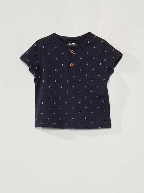 T-shirt com gola tunisina - Kiabi