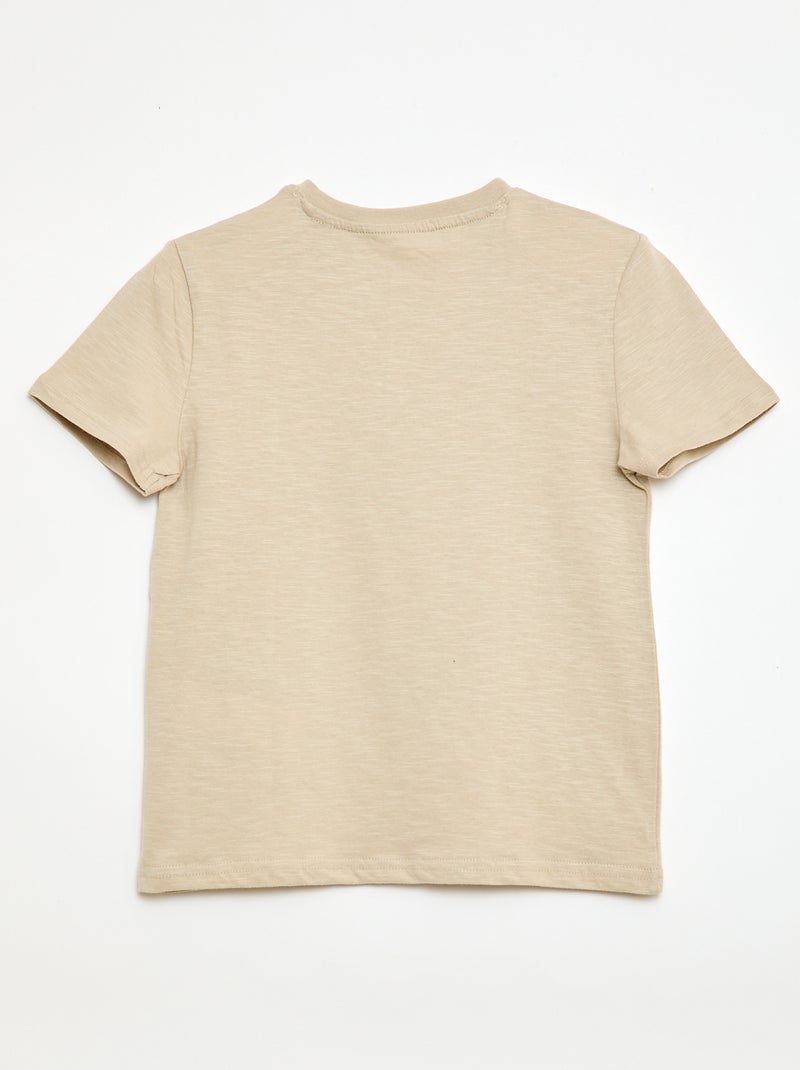 T-shirt com gola tunisina Bege - Kiabi