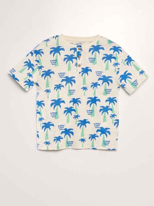T-shirt com gola tunisina - Kiabi