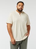 T-shirt com gola tunisina Branco - Kiabi