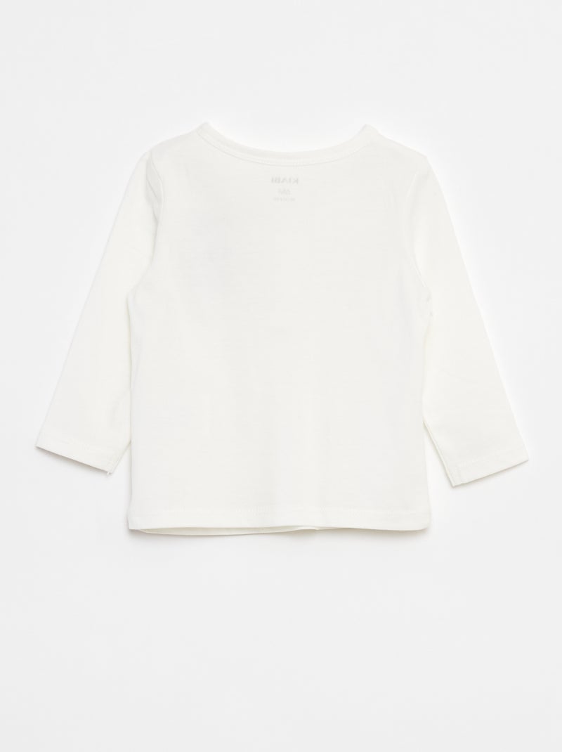 T-shirt com gola tunisina Branco - Kiabi