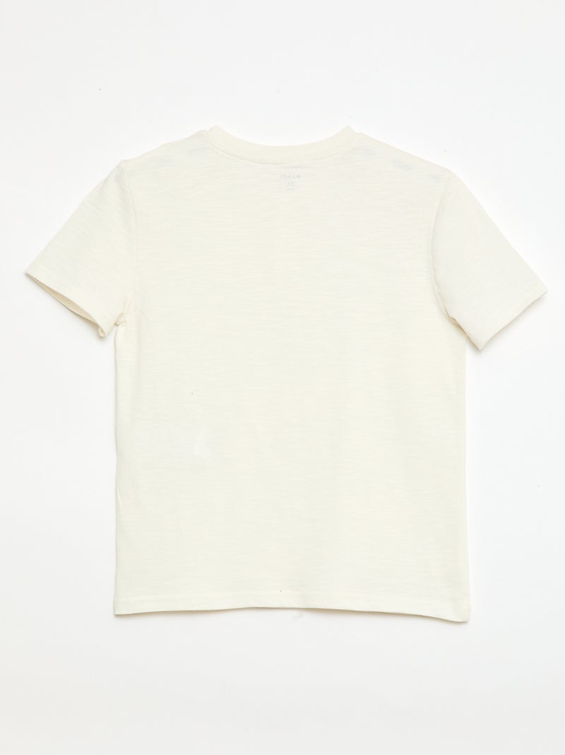 T-shirt com gola tunisina Branco - Kiabi