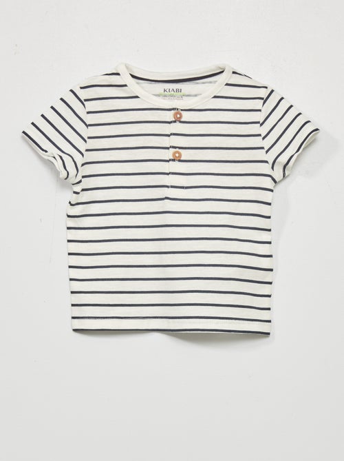 T-shirt com gola tunisina - Kiabi