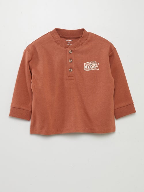 T-shirt com gola tunisina - Kiabi