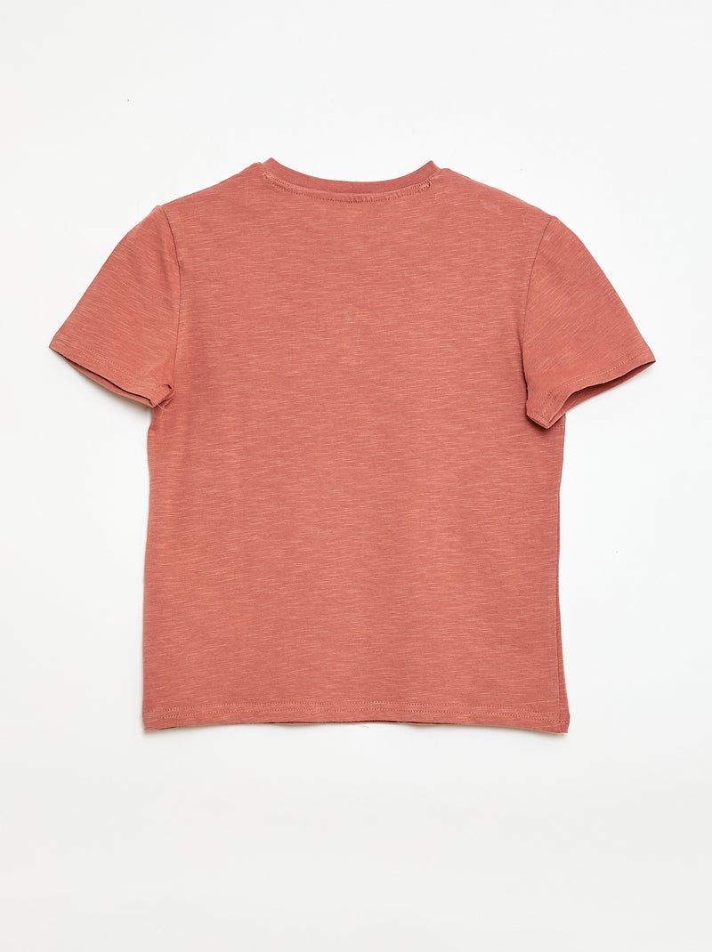 T-shirt com gola tunisina Castanho - Kiabi