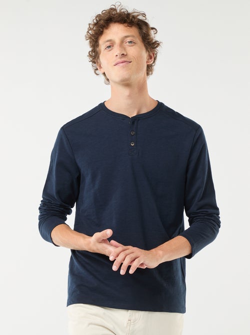 T-shirt com gola tunisina de manga comprida - Kiabi