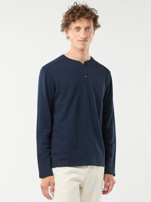 T-shirt com gola tunisina de manga comprida - Kiabi