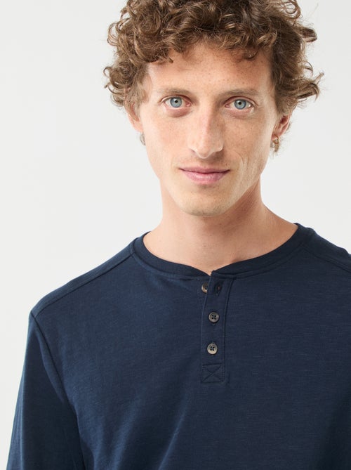 T-shirt com gola tunisina de manga comprida - Kiabi