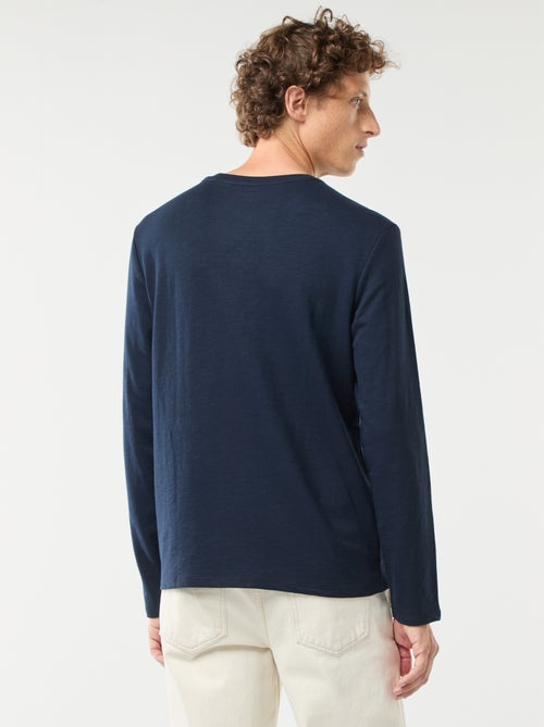 T-shirt com gola tunisina de manga comprida - Kiabi