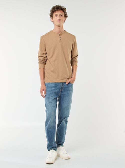 T-shirt com gola tunisina de manga comprida - Kiabi