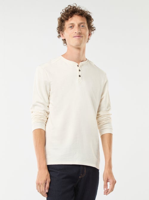 T-shirt com gola tunisina de manga comprida - Kiabi