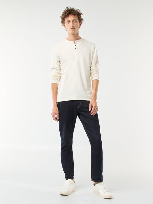 T-shirt com gola tunisina de manga comprida - Kiabi