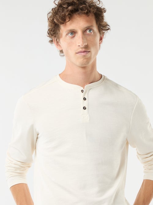 T-shirt com gola tunisina de manga comprida - Kiabi