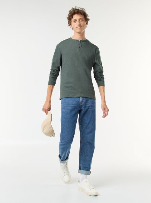 T-shirt com gola tunisina de manga comprida - Kiabi