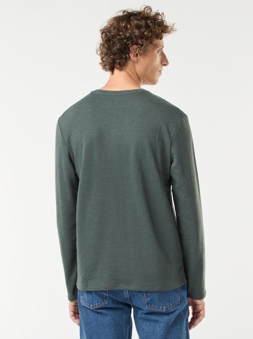 T-shirt com gola tunisina de manga comprida - Kiabi