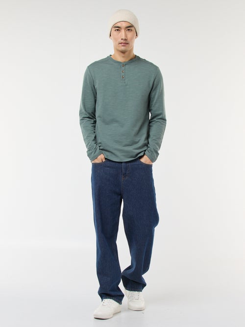 T-shirt com gola tunisina de manga comprida - Kiabi