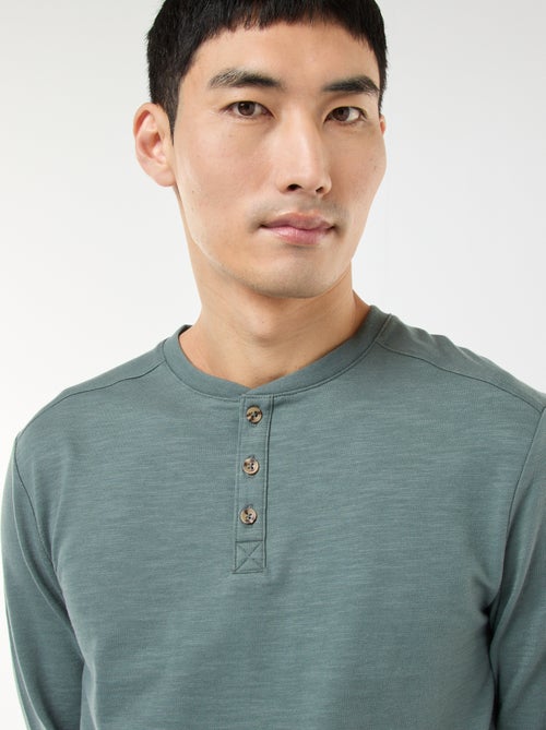 T-shirt com gola tunisina de manga comprida - Kiabi