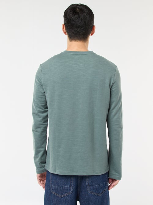 T-shirt com gola tunisina de manga comprida - Kiabi