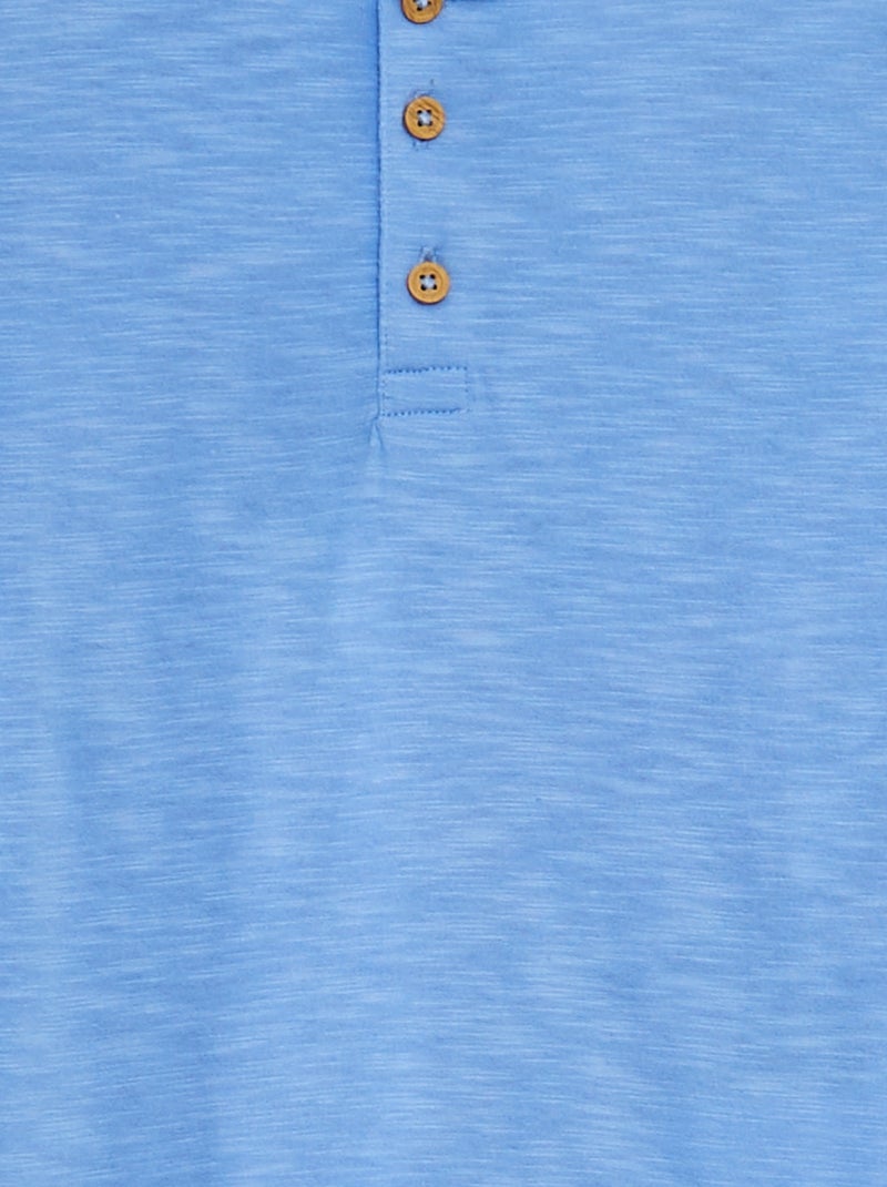 T-shirt com gola tunisina de manga curta AZUL - Kiabi