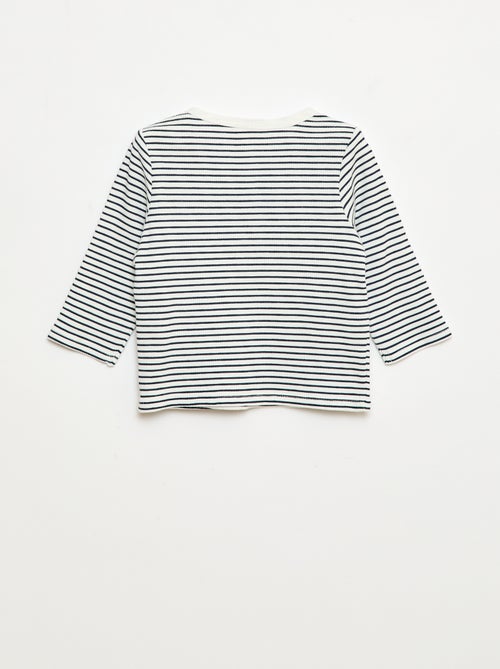 T-shirt com gola tunisina em malha gofrada - Kiabi