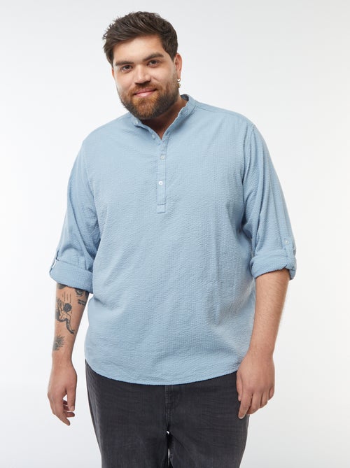 T-shirt com gola tunisina em tecido tipo crepe - Kiabi