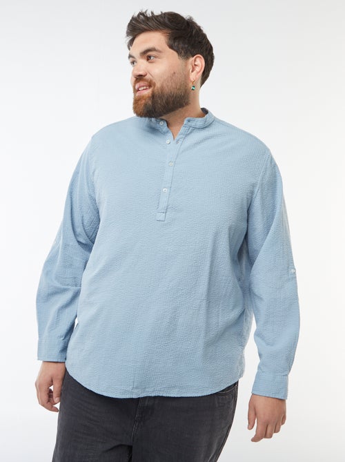 T-shirt com gola tunisina em tecido tipo crepe - Kiabi