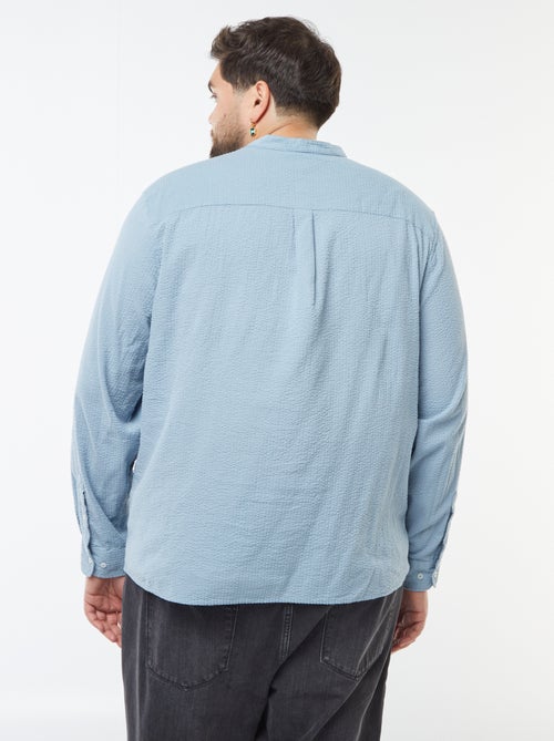 T-shirt com gola tunisina em tecido tipo crepe - Kiabi