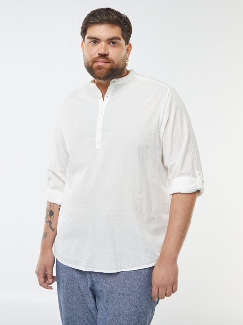 T-shirt com gola tunisina em tecido tipo crepe - Kiabi
